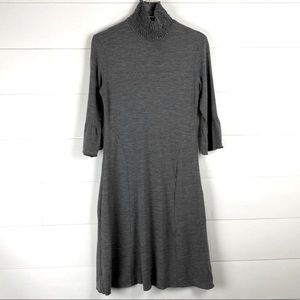 Athleta Small Wool Stretch‎ Smocked Neck Bell Sleeve Dress